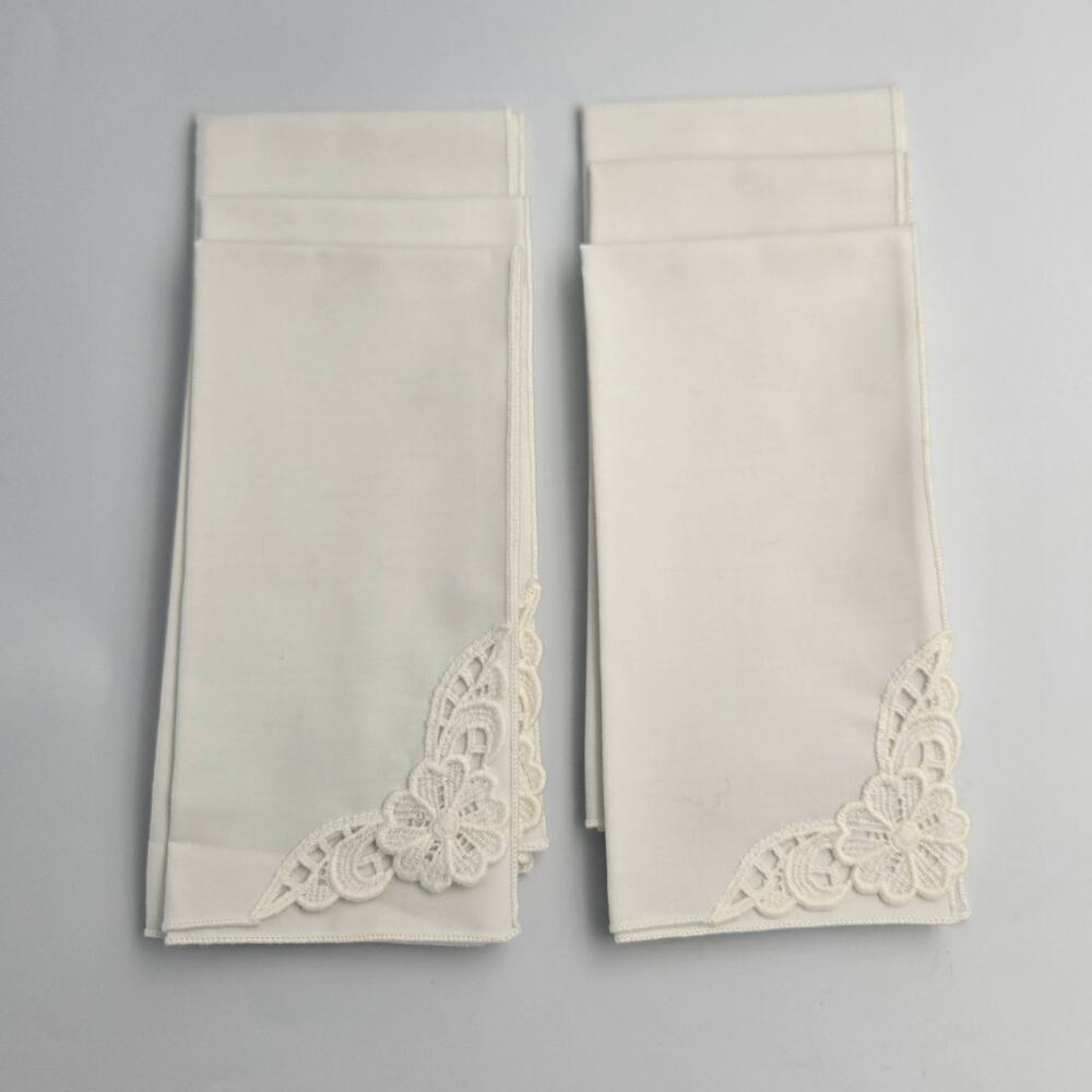 Set of Six Vintage Bridal Style Napkins Canditions Vary